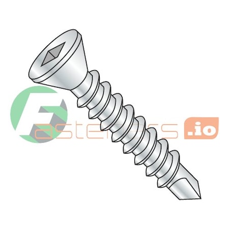 Newport Fasteners Self-Drilling Screw, #8 x 4 in, Zinc Plated Steel Flat Head Square Drive, 900 PK 706923